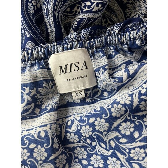 MISA Los Angeles Chiara Blue White Off The Shoulder Romper XS - Picture 5 of 6